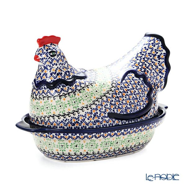 ポーリッシュポタリー（ポーランド陶器） ボレスワヴィエツ 蓋付きディッシュ（ニワトリ） 32.5cm 1773／1788／A-1155A