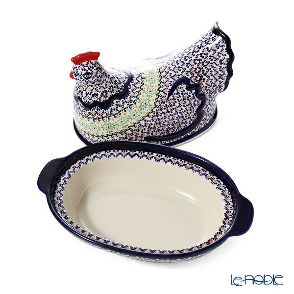 ポーリッシュポタリー（ポーランド陶器） ボレスワヴィエツ 蓋付きディッシュ（ニワトリ） 32.5cm 1773／1788／A-1155A