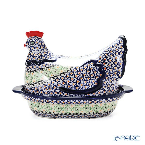 ポーリッシュポタリー（ポーランド陶器） ボレスワヴィエツ 蓋付きディッシュ（ニワトリ） 32.5cm 1773／1788／A-1155A