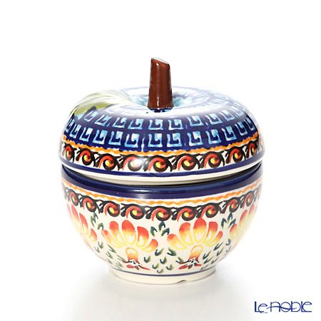ポーリッシュポタリー（ポーランド陶器） ボレスワヴィエツ キャニスター（リンゴ） 9.2cm／100ml 1899／DU-184
