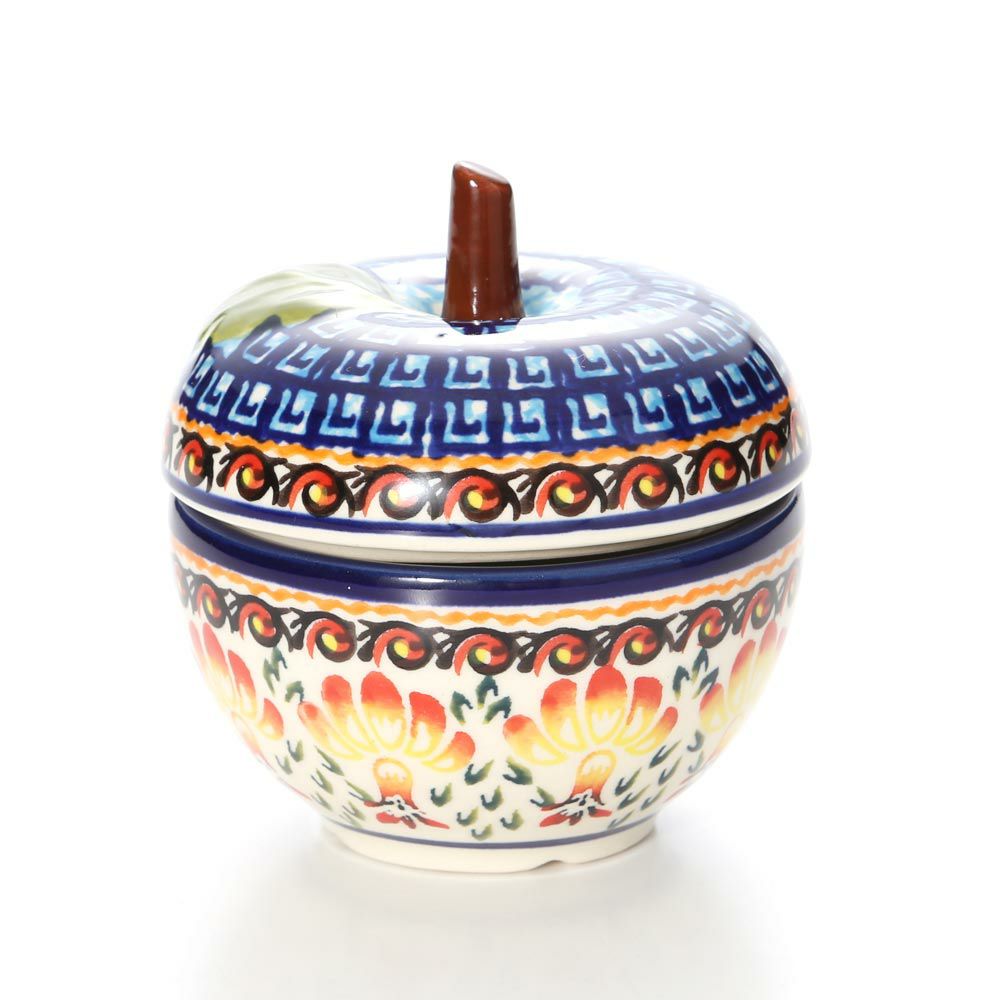 ポーリッシュポタリー（ポーランド陶器） ボレスワヴィエツ キャニスター（リンゴ） 9.2cm／100ml 1899／DU-184