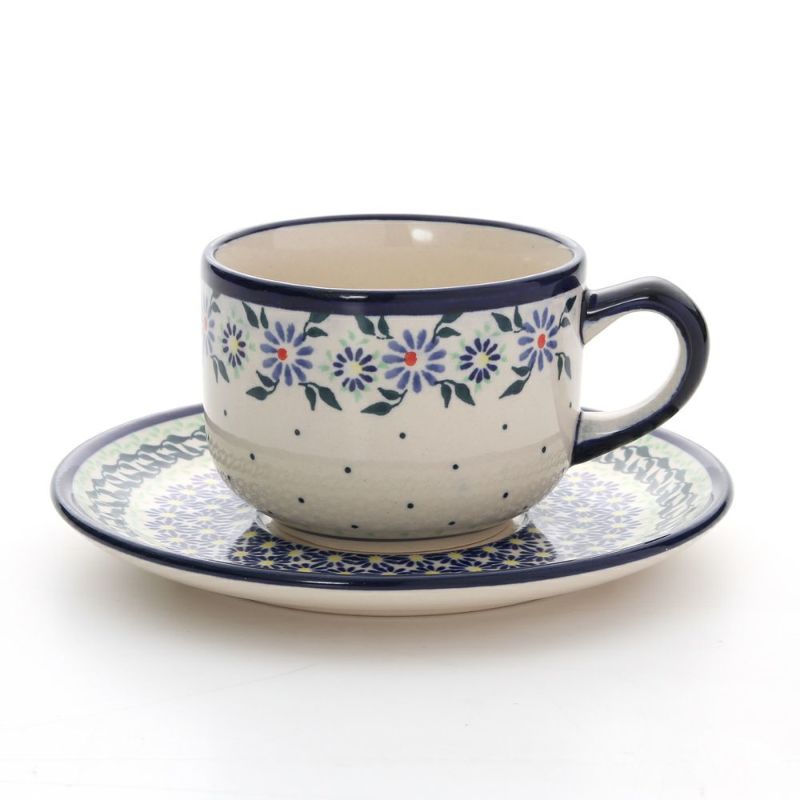 ポーリッシュポタリー（ポーランド陶器） ボレスワヴィエツ ティーカップ＆ソーサー 210ml／16cm 886／883／A-1163A