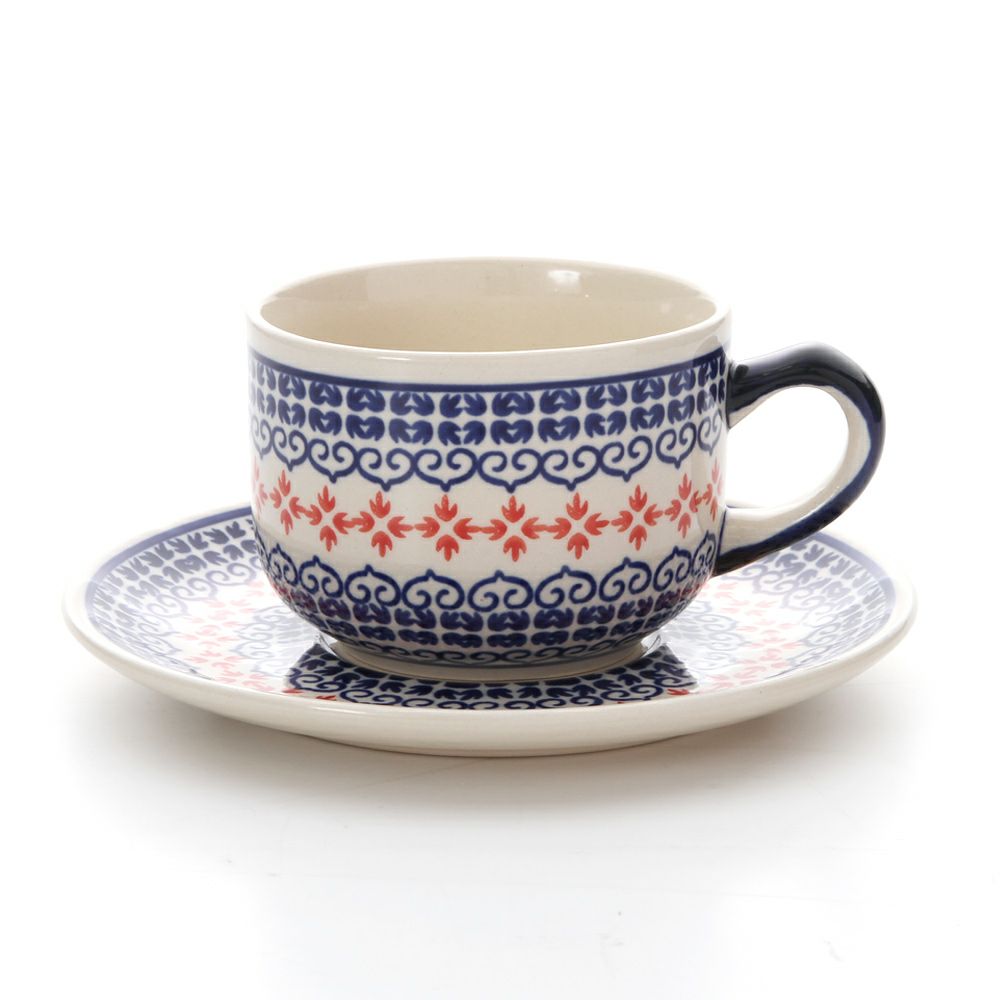 ポーリッシュポタリー（ポーランド陶器） ボレスワヴィエツ ティーカップ＆ソーサー 210ml／16cm 886／883／1046