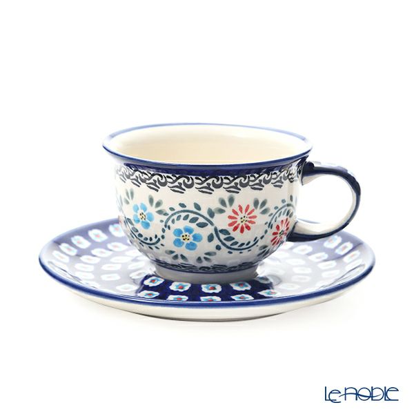 ポーリッシュポタリー（ポーランド陶器） ボレスワヴィエツ ティーカップ＆ソーサー 220ml／16cm 775／836／A-1145A