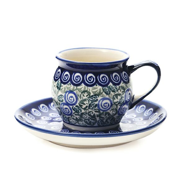 ポーリッシュポタリー（ポーランド陶器） ボレスワヴィエツ コーヒーカップ＆ソーサー 160ml／14.2cm 913／710／A-1073A