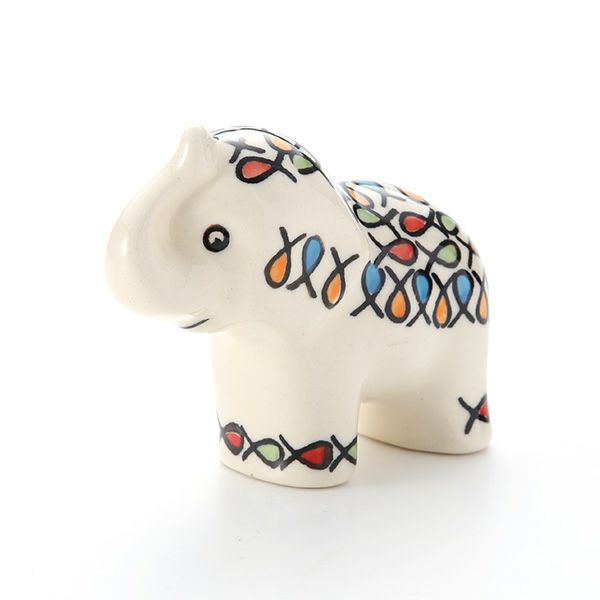 ポーリッシュポタリー（ポーランド陶器） ボレスワヴィエツ フィギュリン（エレファント） H8cm 1874／DU-221