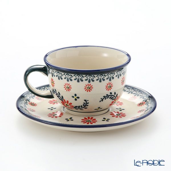 ポーリッシュポタリー（ポーランド陶器） ボレスワヴィエツ ティーカップ＆ソーサー 220ml／16cm 775／836／A-1072A