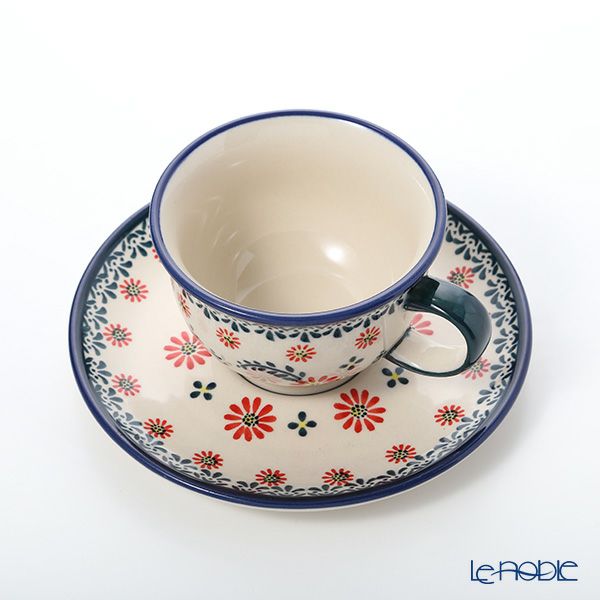 ポーリッシュポタリー（ポーランド陶器） ボレスワヴィエツ ティーカップ＆ソーサー 220ml／16cm 775／836／A-1072A