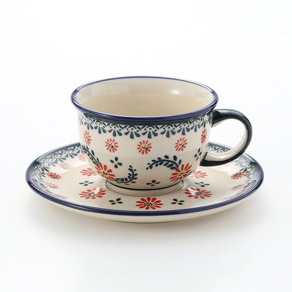 ポーリッシュポタリー（ポーランド陶器） ボレスワヴィエツ ティーカップ＆ソーサー 220ml／16cm 775／836／A-1072A