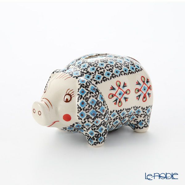 ポーリッシュポタリー（ポーランド陶器） ボレスワヴィエツ ピギーバンク（豚の貯金箱） 15.5cm／H9.3cm 1815／A-1220A