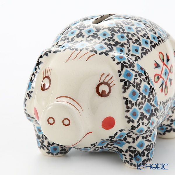 ポーリッシュポタリー（ポーランド陶器） ボレスワヴィエツ ピギーバンク（豚の貯金箱） 15.5cm／H9.3cm 1815／A-1220A