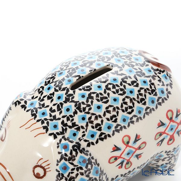 ポーリッシュポタリー（ポーランド陶器） ボレスワヴィエツ ピギーバンク（豚の貯金箱） 15.5cm／H9.3cm 1815／A-1220A