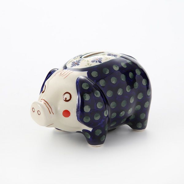ポーリッシュポタリー（ポーランド陶器） ボレスワヴィエツ ピギーバンク（豚の貯金箱） 15.5cm／H9.3cm 1815／297A