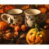 ポーリッシュポタリー（ポーランド陶器） ボレスワヴィエツ マグカップ 250ml／8.6cm お化け＆猫 ハロウィン 1599／DU-OK125