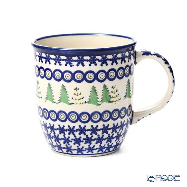 ポーリッシュポタリー（ポーランド陶器） ボレスワヴィエツ マグカップ 350ml／9.7cm XMAS／クリスマス（もみの木） 1105／A-1001