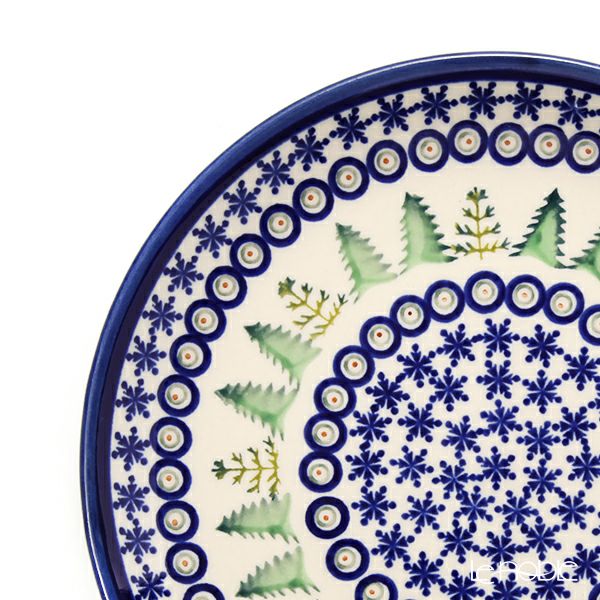 ポーリッシュポタリー（ポーランド陶器） ボレスワヴィエツ プレート 19.5cm XMAS／クリスマス（もみの木） 814／A-1001