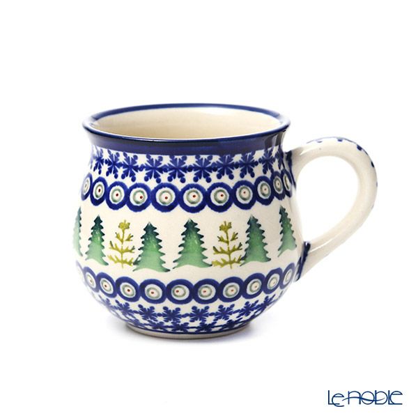 ポーリッシュポタリー（ポーランド陶器） ボレスワヴィエツ マグカップ 220ml／8cm XMAS／クリスマス（もみの木） 1452／A-1001