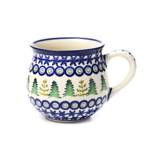 ポーリッシュポタリー（ポーランド陶器） ボレスワヴィエツ マグカップ 220ml／8cm XMAS／クリスマス（もみの木） 1452／A-1001