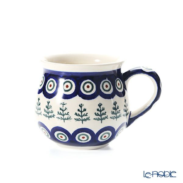 ポーリッシュポタリー（ポーランド陶器） ボレスワヴィエツ マグカップ 220ml／8cm XMAS／クリスマス（もみの木）1452／D-312