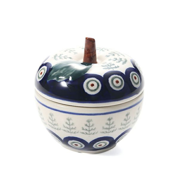 ポーリッシュポタリー（ポーランド陶器） ボレスワヴィエツ キャニスター（リンゴ） 9.2cm／100ml XMAS／クリスマス（もみの木）1899／D-312