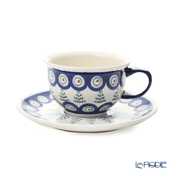 ポーリッシュポタリー（ポーランド陶器） ボレスワヴィエツ ティーカップ＆ソーサー 220ml／16cm XMAS／クリスマス（もみの木）775／836／D-312