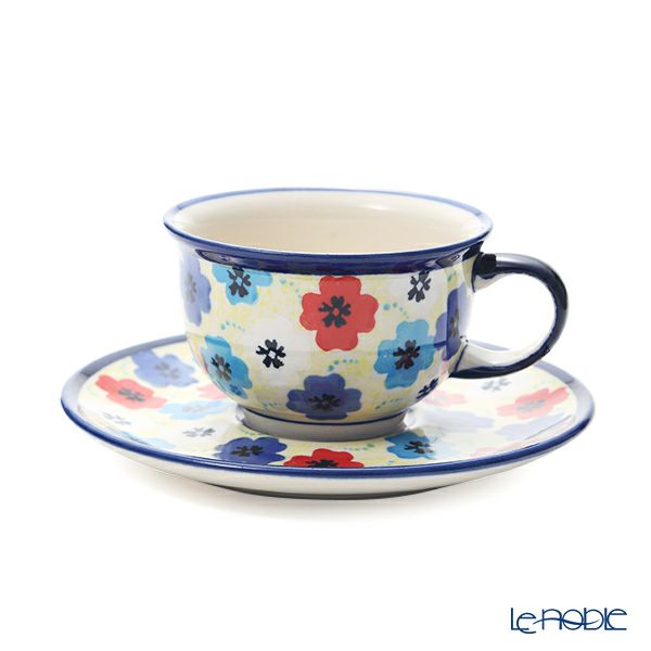 ポーリッシュポタリー（ポーランド陶器） ボレスワヴィエツ ティーカップ＆ソーサー 220ml／16cm 775／836／DU-220