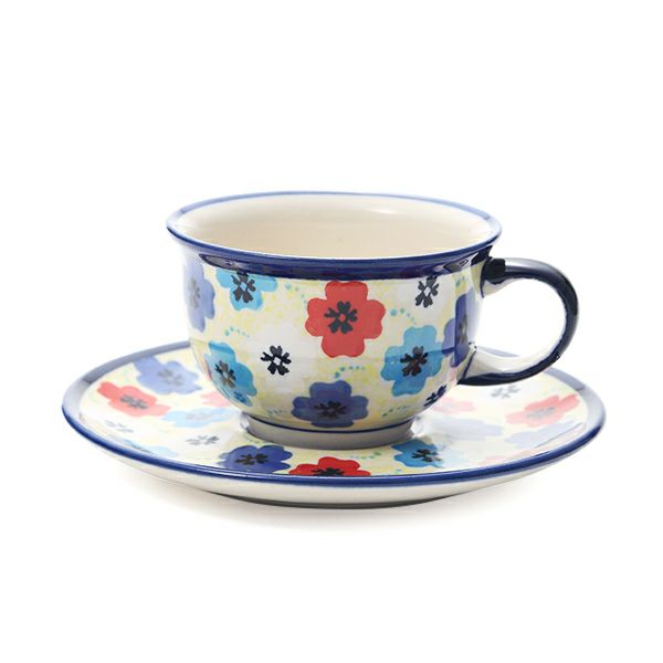 ポーリッシュポタリー（ポーランド陶器） ボレスワヴィエツ ティーカップ＆ソーサー 220ml／16cm 775／836／DU-220