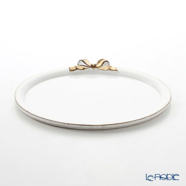 ソルディ フィレンツェ トレイ オーバル 18×24cm ホワイト／ゴールドリボン D218