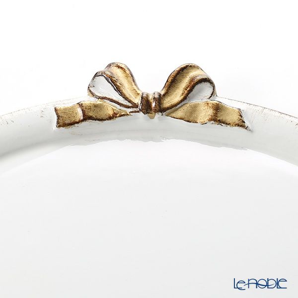 ソルディ フィレンツェ トレイ オーバル 18×24cm ホワイト／ゴールドリボン D218