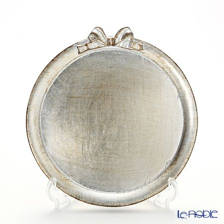 ソルディ フィレンツェ トレイ ラウンド 20cm シルバーリボン D216