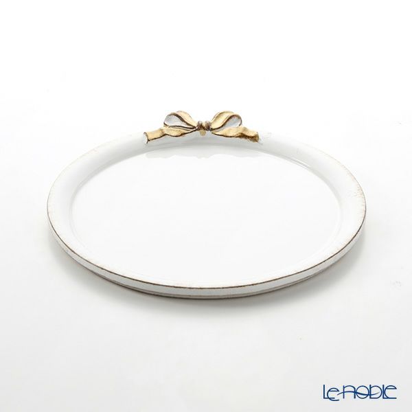 ソルディ フィレンツェ トレイ ラウンド 20cm ホワイト／ゴールドリボン D216