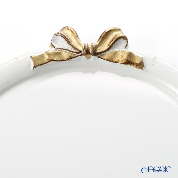 ソルディ フィレンツェ トレイ ラウンド 20cm ホワイト／ゴールドリボン D216