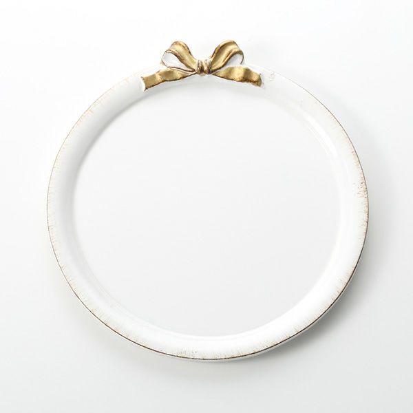 ソルディ フィレンツェ トレイ ラウンド 20cm ホワイト／ゴールドリボン D216