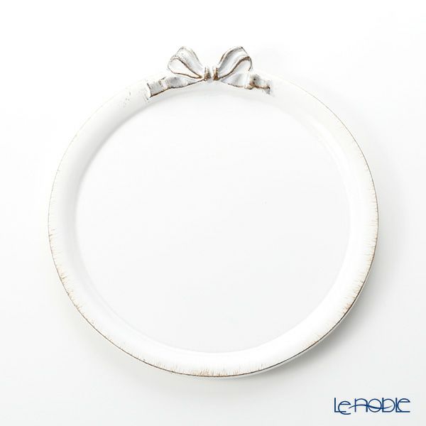 ソルディ フィレンツェ トレイ ラウンド 20cm ホワイト／シルバーリボン D216