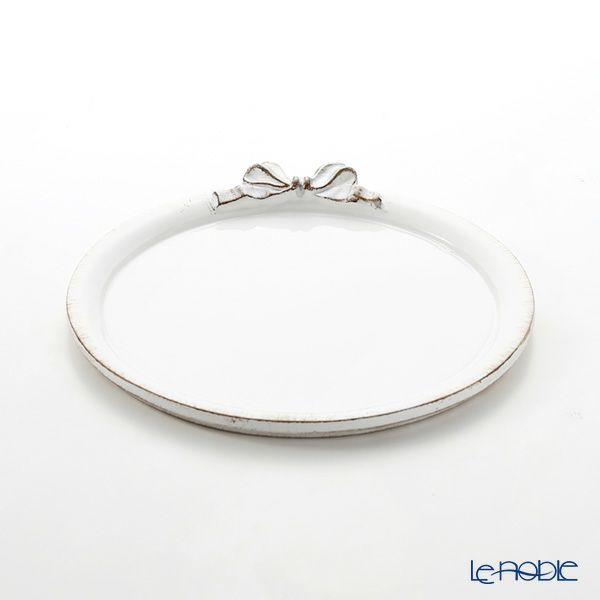 ソルディ フィレンツェ トレイ ラウンド 20cm ホワイト／シルバーリボン D216