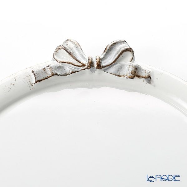 ソルディ フィレンツェ トレイ ラウンド 20cm ホワイト／シルバーリボン D216