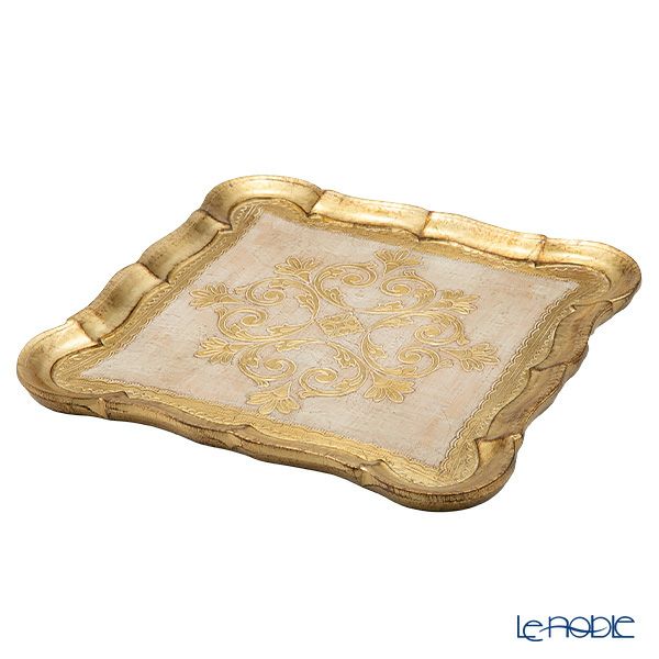 ソルディ フィレンツェ トレイ スクエア 21076 ホワイト／ゴールド 30×30cm