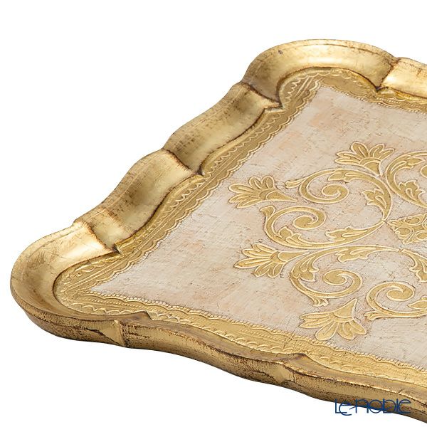 ソルディ フィレンツェ トレイ スクエア 21076 ホワイト／ゴールド 30×30cm