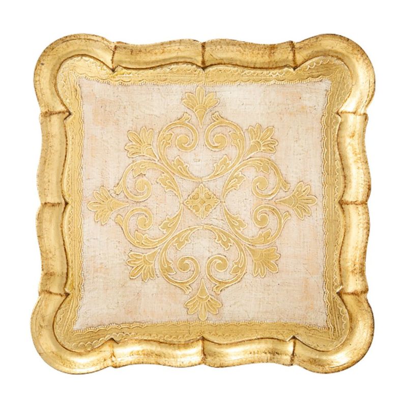 ソルディ フィレンツェ トレイ スクエア 21076 ホワイト／ゴールド 30×30cm