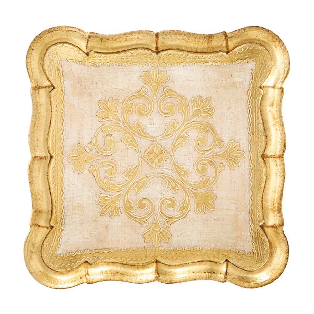 ソルディ フィレンツェ トレイ スクエア 21076 ホワイト／ゴールド 30×30cm