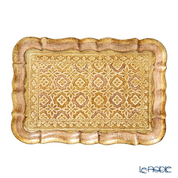 ソルディ フィレンツェ トレイ（S） 長方形 3046／0 ピンク／ゴールド 16×22.5cm