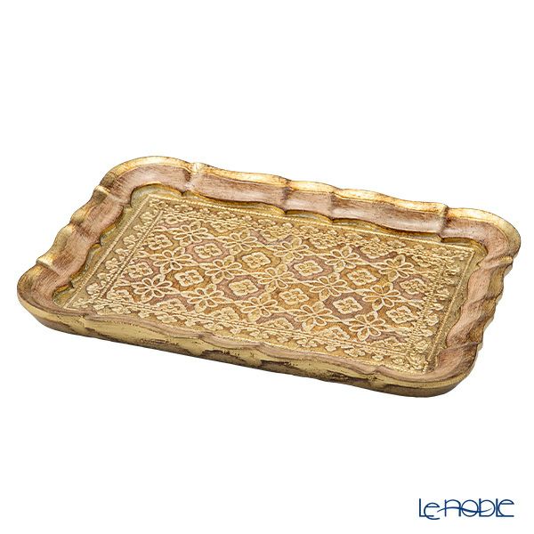 ソルディ フィレンツェ トレイ（S） 長方形 3046／0 ピンク／ゴールド 16×22.5cm