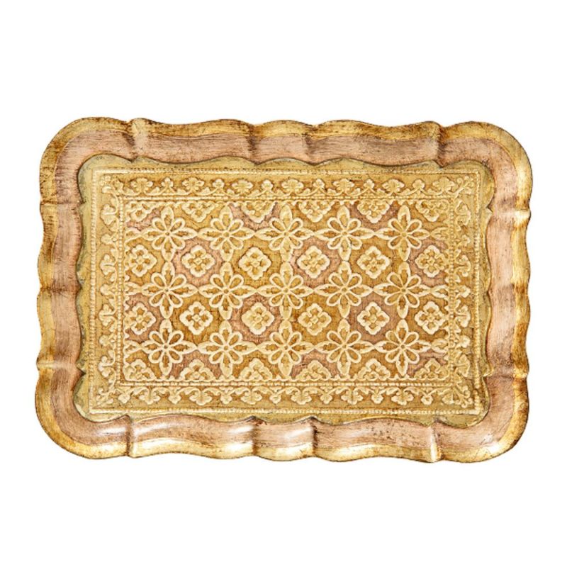 ソルディ フィレンツェ トレイ（S） 長方形 3046／0 ピンク／ゴールド 16×22.5cm