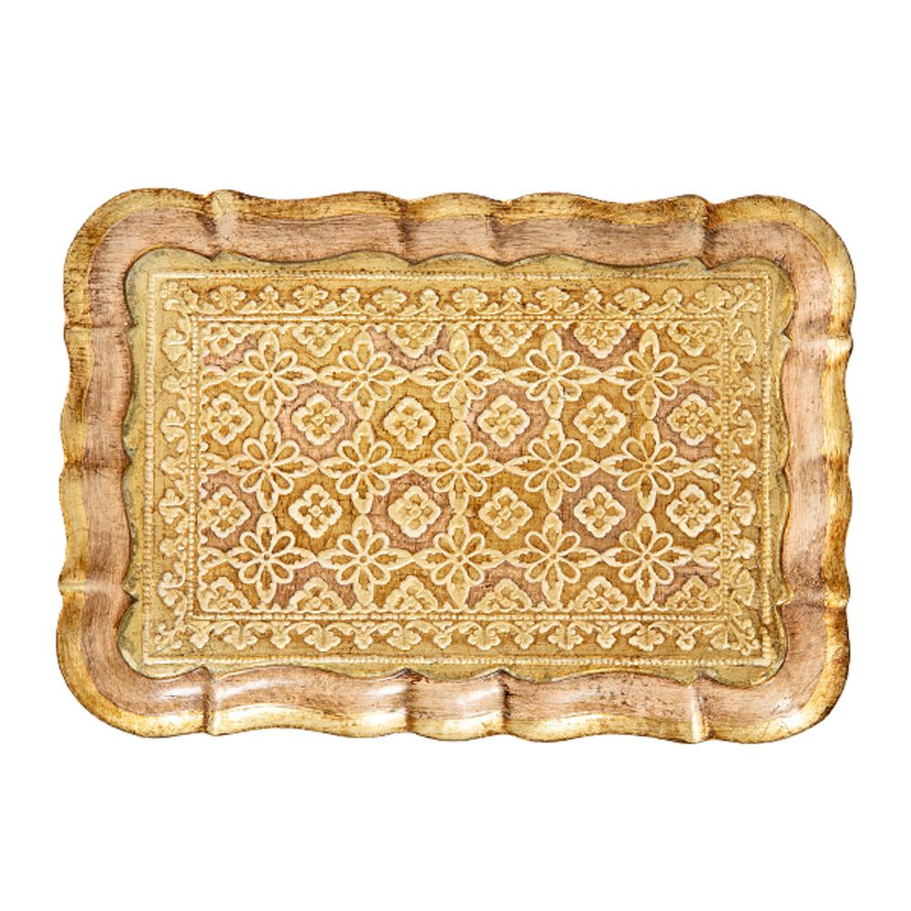 ソルディ フィレンツェ トレイ（S） 長方形 3046／0 ピンク／ゴールド 16×22.5cm