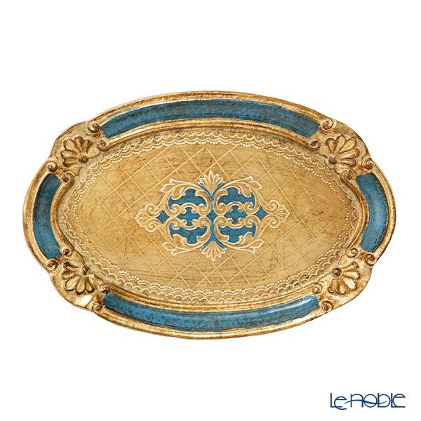 ソルディ フィレンツェ トレイ（S） オーバル 17×26cm ゴールド／ブルー 12／GTR-0
