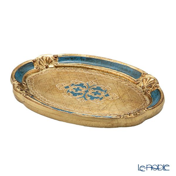 ソルディ フィレンツェ トレイ（S） オーバル 17×26cm ゴールド／ブルー 12／GTR-0