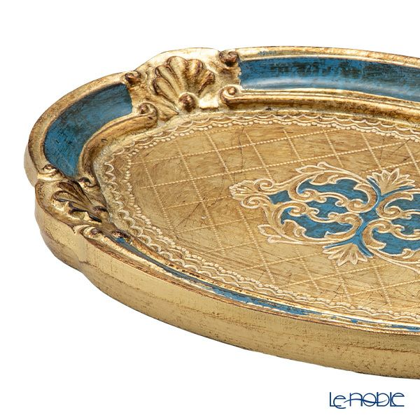 ソルディ フィレンツェ トレイ（S） オーバル 17×26cm ゴールド／ブルー 12／GTR-0