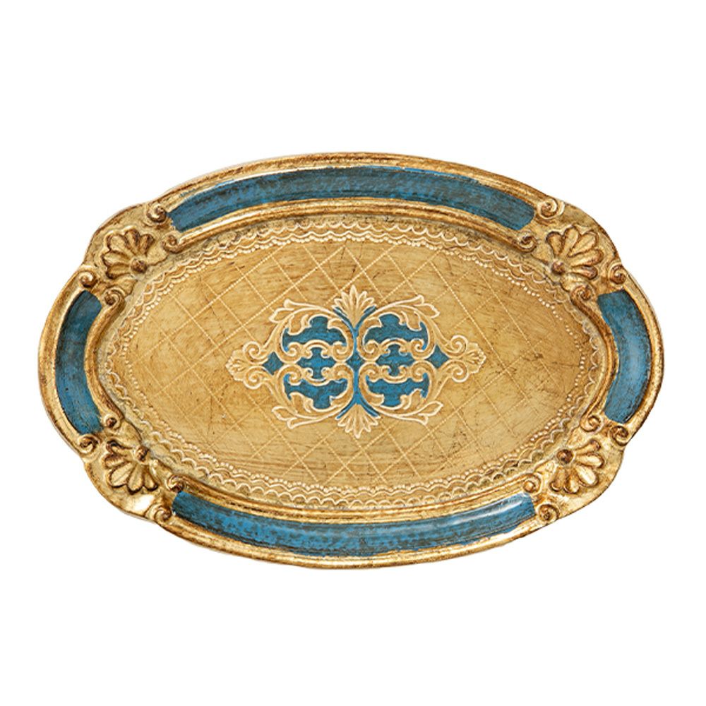 ソルディ フィレンツェ トレイ（S） オーバル 17×26cm ゴールド／ブルー 12／GTR-0