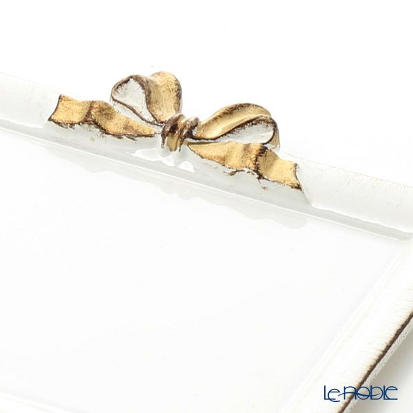 ソルディ フィレンツェ トレイ ミニ 長方形 ホワイト／ゴールドリボン 15×21cm D211H