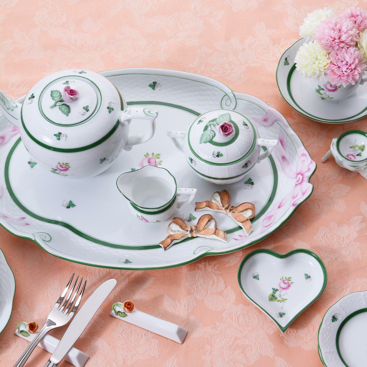 ソルディ フィレンツェリボン ナイフレスト（箸置き） F8 ホワイト／ピンクリボン